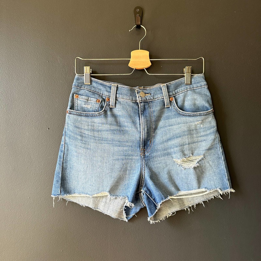 Levi's High Rise Shorts Blue Jean Short Distressed Size 29 - Picture 12 of 13
